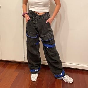 Denim Velcro Cargo Carpenter Jeans